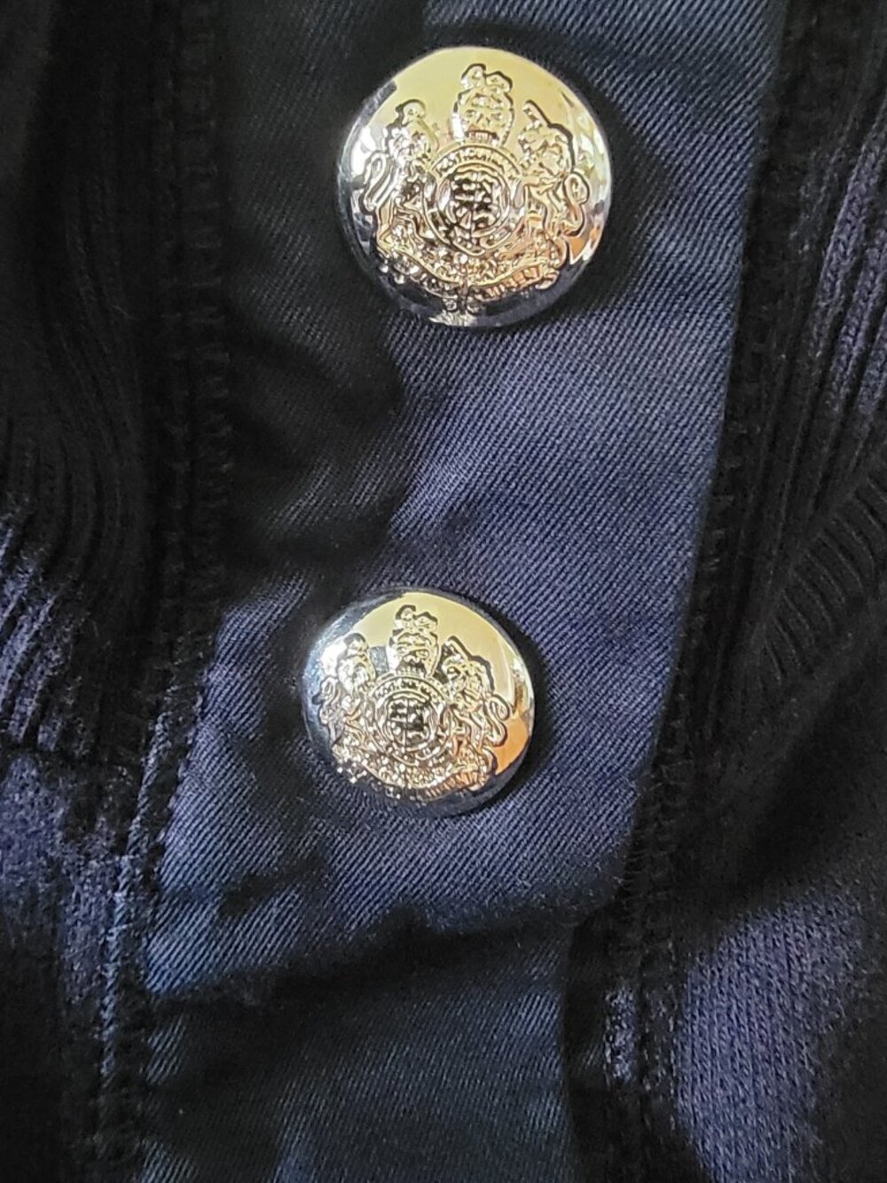 Lauren Ralph Lauren Jacket Silver Crest Snap Front Navy Size Petite Med - Picture 3 of 11